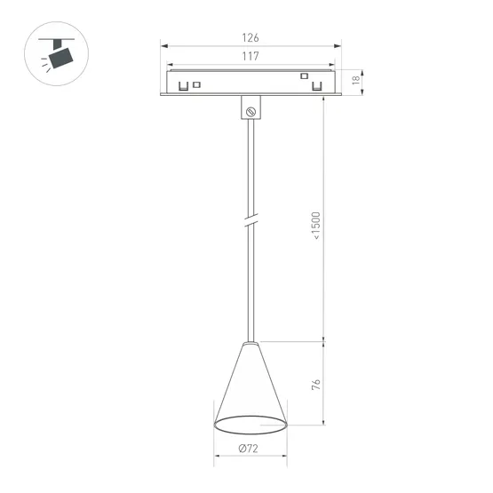 Фото #2 товара Светильник MAG-ORIENT-CONE-HANG-7W Day4000 (BK, 40 deg, 48V) (Arlight, IP20 Металл, 3 года)