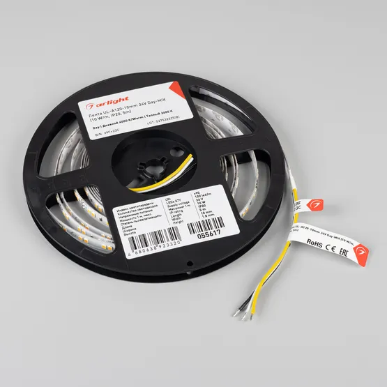 Фото #2 товара Светодиодная лента UL-A120-10mm 24V Day-MIX (10 W/m, IP20, 5m) (Arlight, Изменяемая ЦТ)