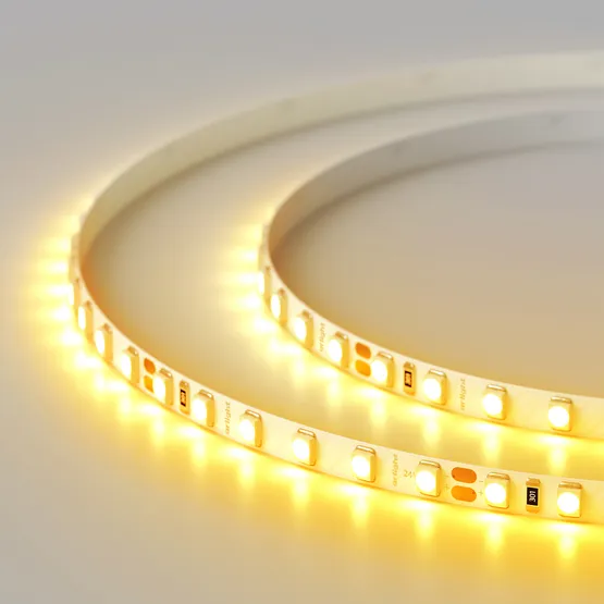 Фото #5 товара Светодиодная лента RT 2-5000 24V Yellow 5mm 2x (3528, 600 LED, LUX) (Arlight, 9.6 Вт/м, IP20)