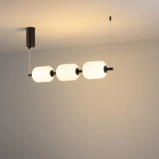 Фото #3 товара Светильник SP-CARAMELA-HANG-L720-12W Warm2700 (BK, 360 deg, 230V) (Arlight, IP20, Натуральный шелк, 3 года)