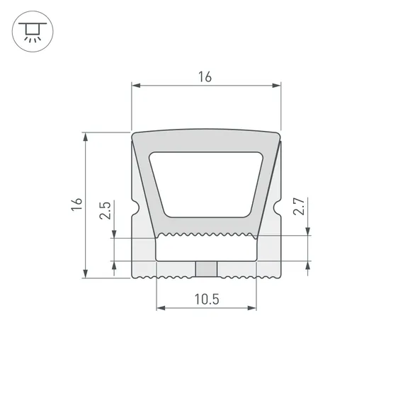 Фото #2 товара Силиконовый профиль WPH-FLEX-1616-TOP-S11-50m WHITE (Arlight, Силикон)