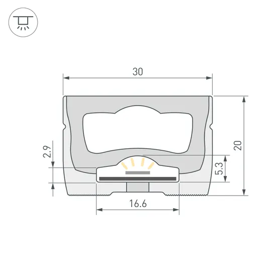 Фото #2 товара Силиконовый профиль WPH-FLEX-3020-TOP-S16-5m WHITE (Arlight, Силикон)