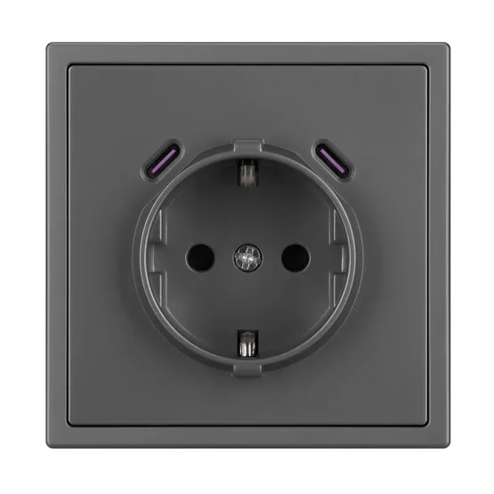 Фото #3 товара Механизм розетки с USB зарядкой SCT-NOBE-MUCC-SFPL-GR (230V, 16A) (Arlight, -)
