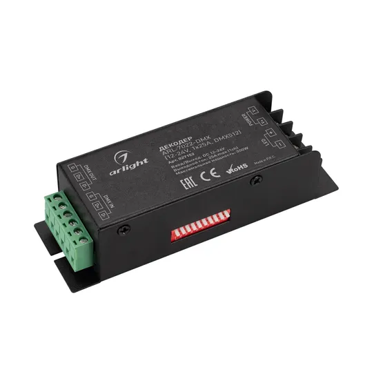 Фото #1 товара Декодер ARL-7022-DMX (12-24V, 1x25A, DMX512) (Arlight, IP20 Металл, 3 года)