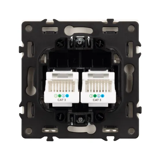 Фото #4 товара Механизм сдвоенной телефонной розетки SCT-NOBE-MTL2-SFPL-WH (RJ-11, 4C) (Arlight, Белый кварц)