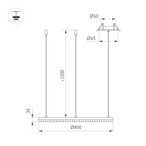 Фото #3 товара Светильник SP-DIAMOND-R850-40W Warm3000 (BK, 45 deg, 230V, TRIAC) (Arlight, IP20 Металл, 5 лет)
