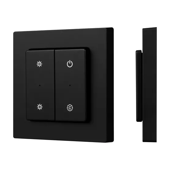 Фото товара INTELLIGENT ARLIGHT Кнопочная панель SMART-RF-801-22-MULTI черная, квадрат. (3V, пластик, 2.4G) (IARL, IP20 Пластик, 5 лет)