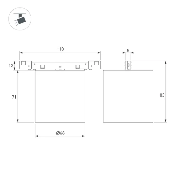Фото #4 товара Светильник MAG-MICROCOSM-POINT-R68-7W Day4000 (GD, 36 deg, 24V) (Arlight, IP20 Металл, 5 лет)