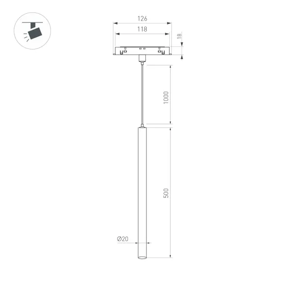 Фото #4 товара Светильник MAG-ORIENT-SPOT-HANG-L500-R20-3W Day4000 (BK, 20 deg, 48V) (Arlight, IP20 Металл, 5 лет)