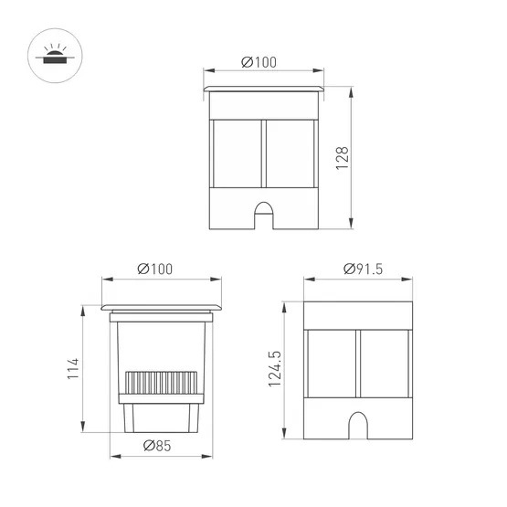 Фото #2 товара Светильник LTD-DAFNA-GROUND-R100-6W Warm2700 (SL, 35 deg, 230V) (Arlight, IP67 Металл, 5 лет)